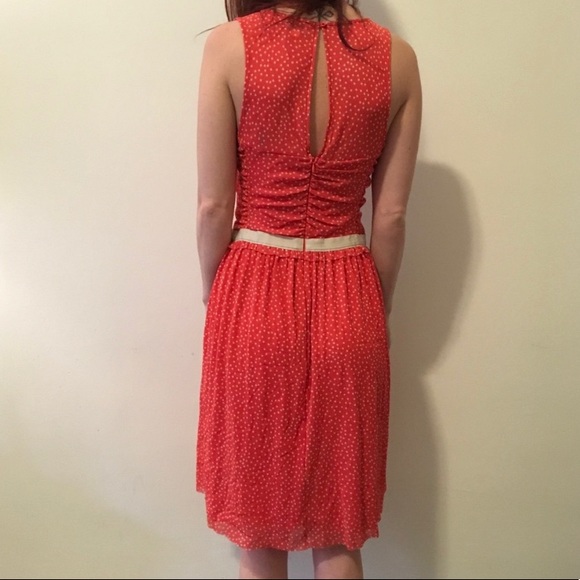 Postage Stamp Anthro Red Polka Dot Mesh Dress - Picture 3 of 5